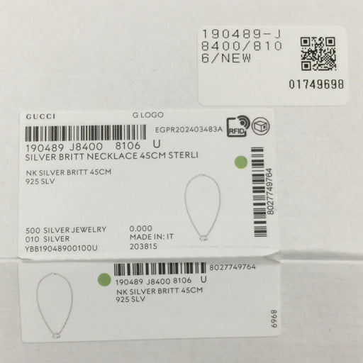 Gucci Interlocking G Chain Necklace Ag 925 Italy w/ Box From Japan 233 6258638