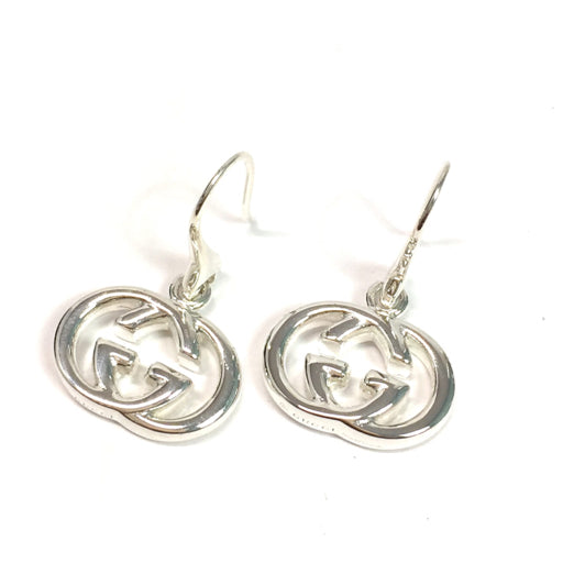 Gucci GG Interlocking Hook Earrings Silver 925 Italy w/ Box From JPN 233 6257622